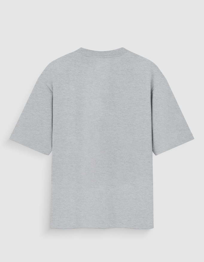 Back_2_c_4.jpg Gray Melange Plain T-Shirt Unisex Oversized