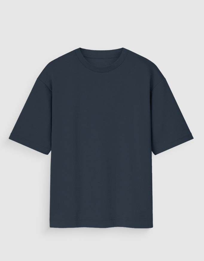 Front_1_c_3.jpg Navy Blue Plain T-Shirt Unisex Oversized