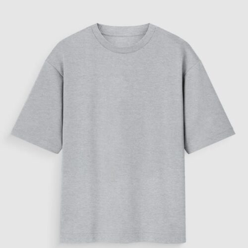Gray Melange Plain T-Shirt Unisex Oversized