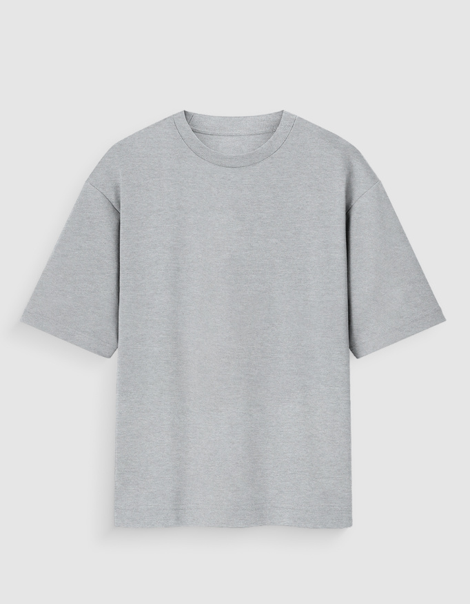 Front_1_c_4.jpg Gray Melange Plain T-Shirt Unisex Oversized