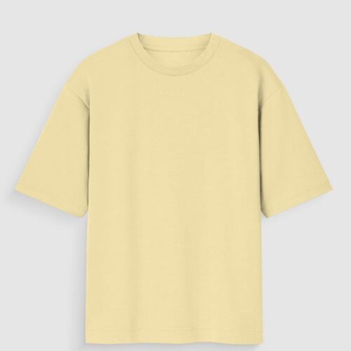 Beige Plain T-Shirt Unisex Oversized