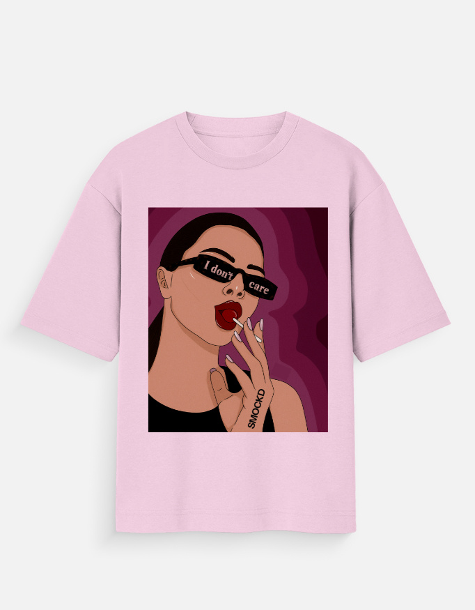 Front_1_c_45-3.jpg I Don’t Care Oversized Pink T-Shirt – SMOCKD