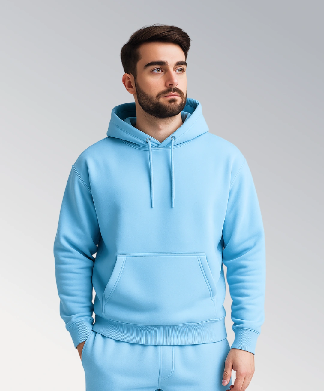 SMOCKD Baby Blue Plain Hoodie1 Baby Blue Oversized Hoodie – Minimal Streetwear Essential