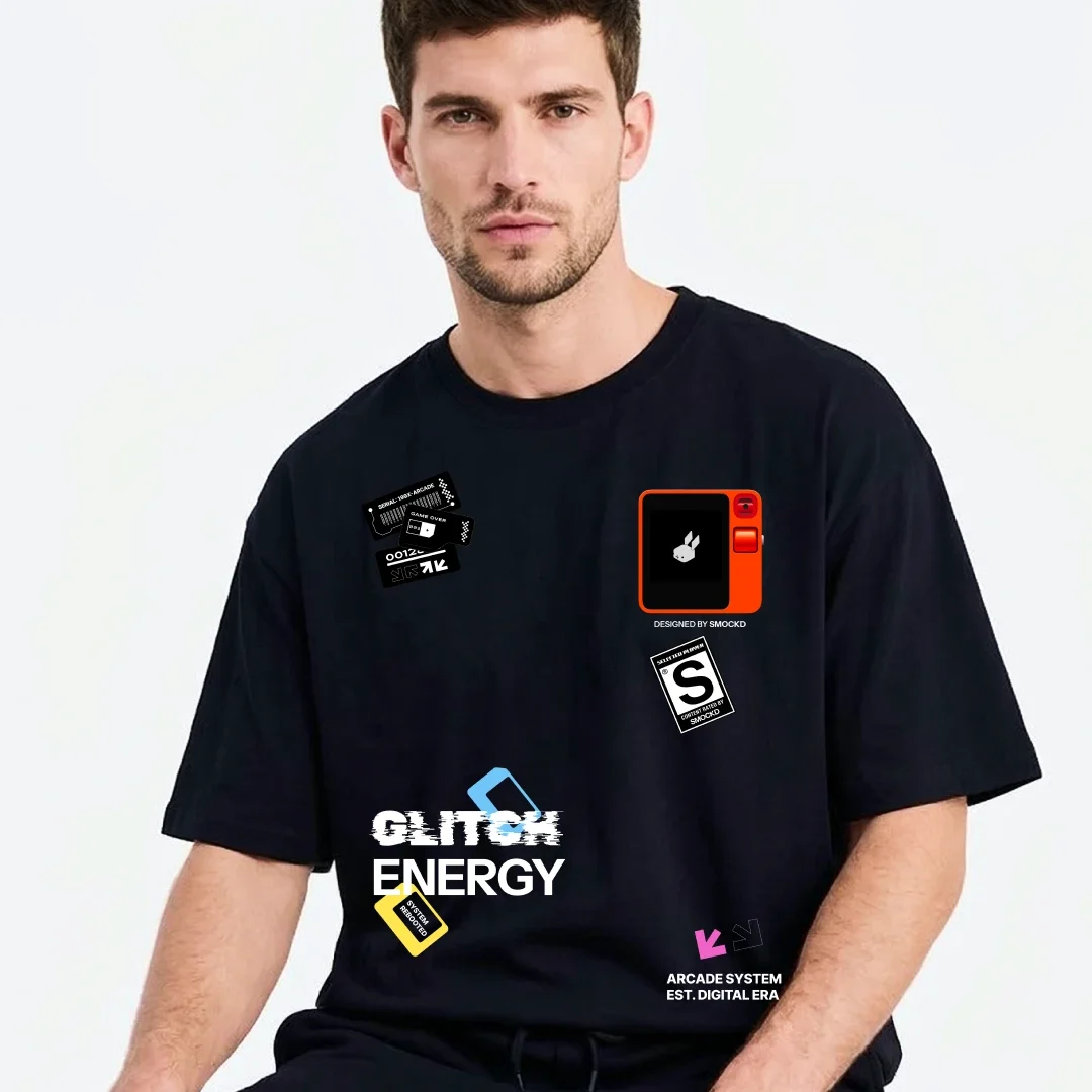 SMOCKD Glitch Energy T-Shirt Side View Oversized Fit India