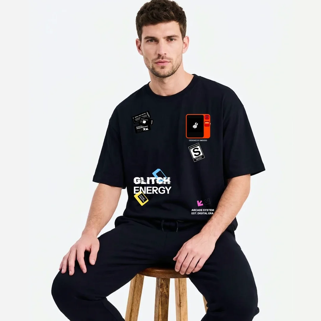 SMOCKD Glitch Energy T-Shirt Side View Oversized Fit India